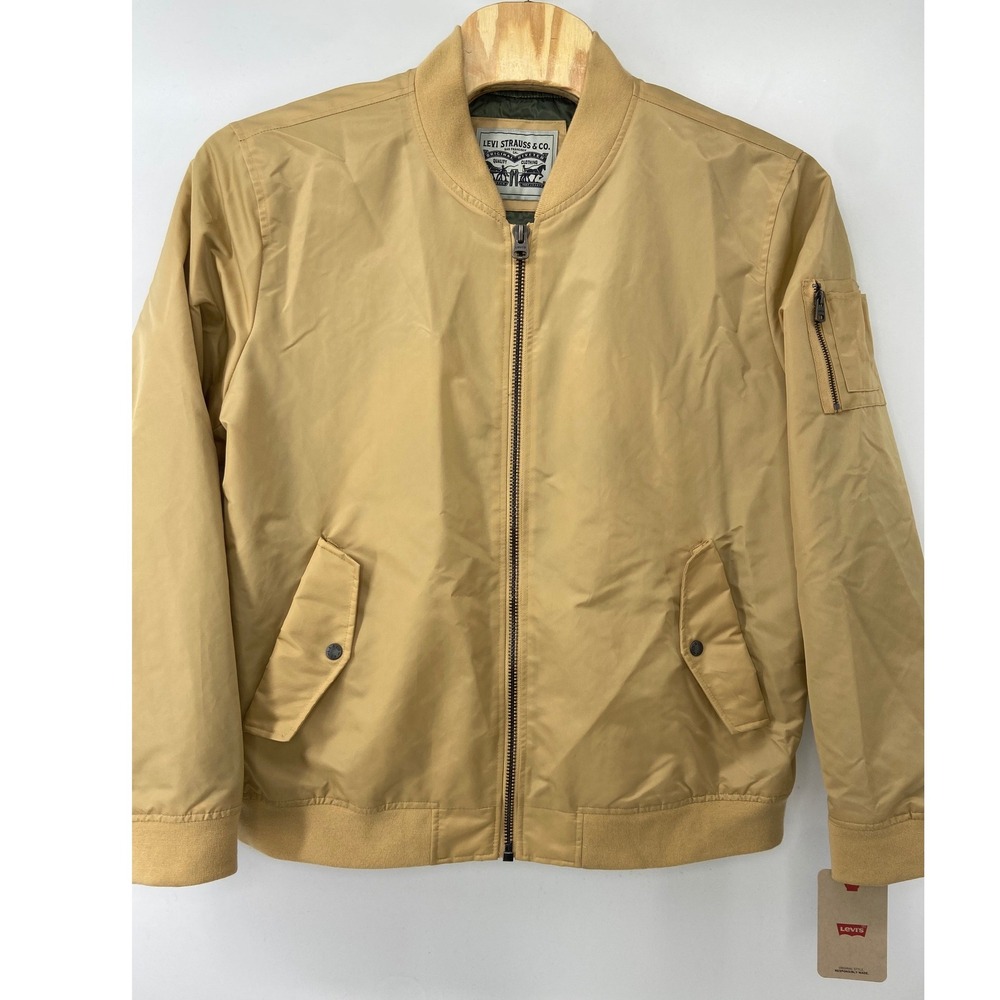 Levis Bomber Jacket‎ Mens 2XL Tan Flight Satin Military MA1 Outerwear LM2RN614